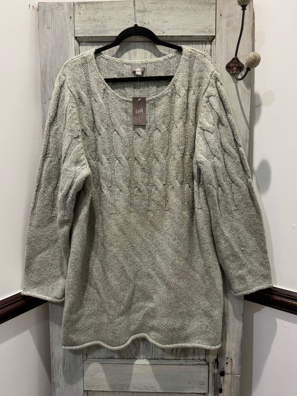 J. Jill gray tweed chunky cable knit sweater NWT 3X